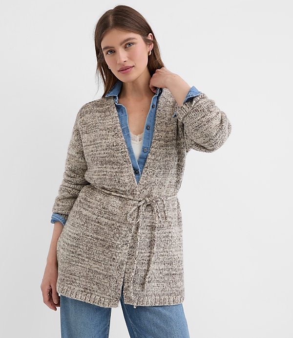 Marled Belted Cardigan