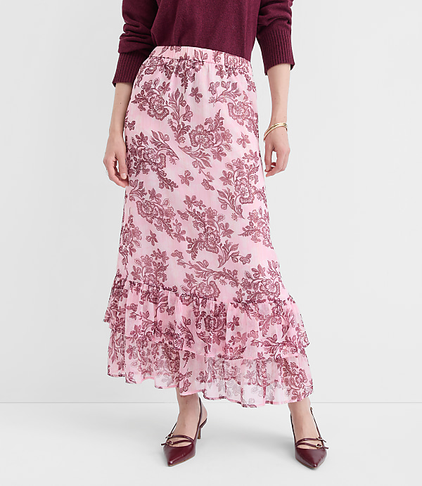 Shimmer Geo Tiered Maxi Skirt
