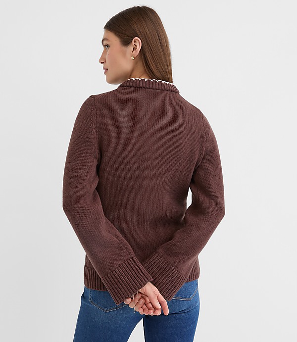 Tipped Waisted Patch Pocket Cardigan