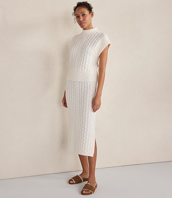 Haven Well Within Organic Cotton Blend Cable Midi Skirt
