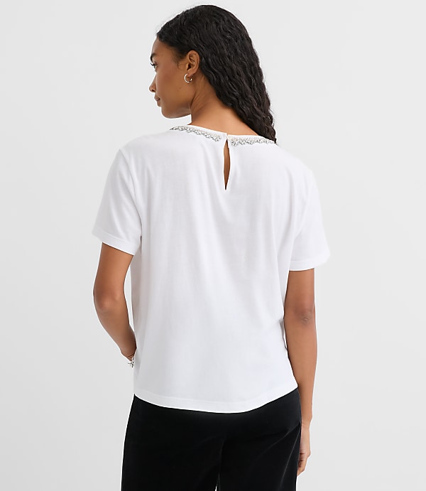 Crystal Beaded Neck Tee