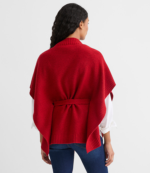 Bobble Cable Belted Poncho Sweater