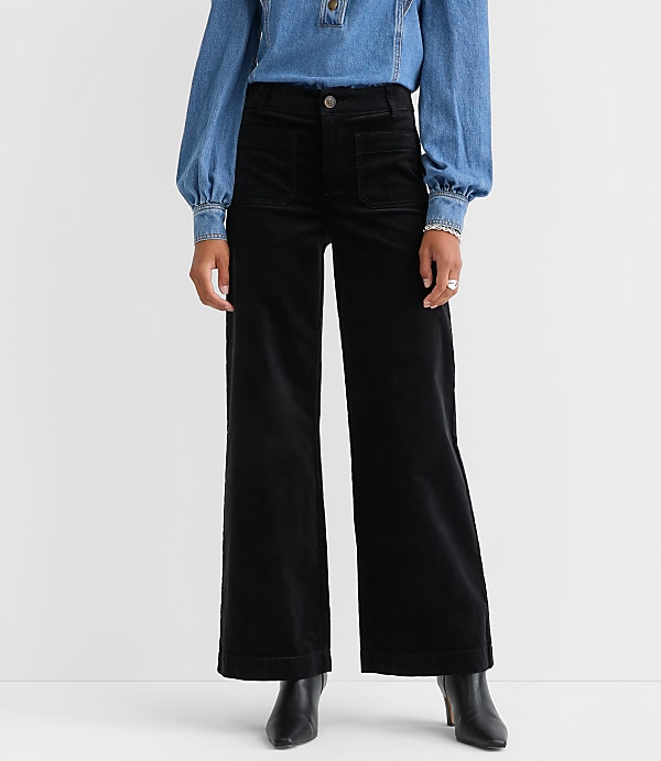 Petite Palmer Wide Leg Pants in Stretch Velvet