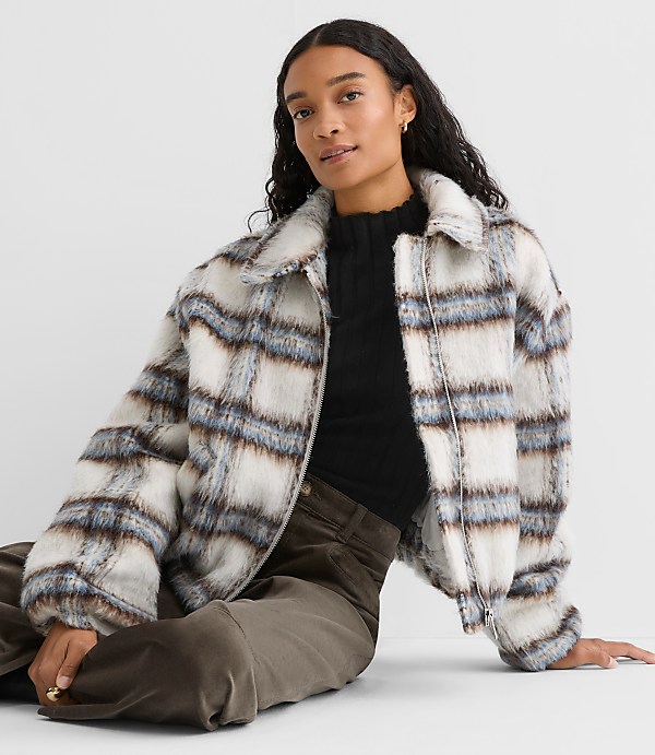 Plaid Boucle Bubble Jacket
