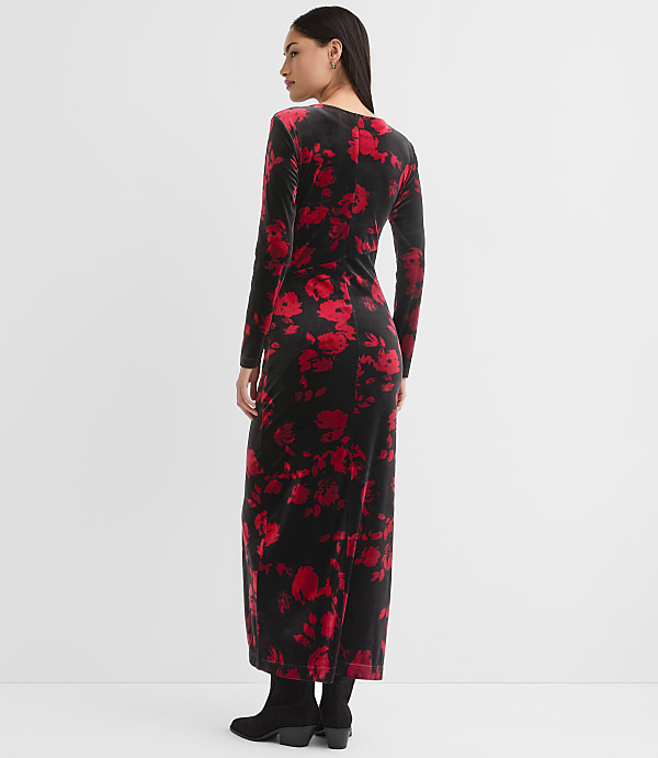 Petite Velvet Ruched Midi Dress