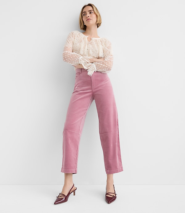 Petite Barrel Pants in Stretch Velvet