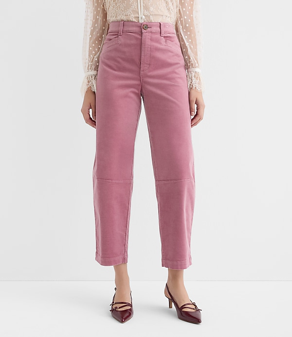 Petite Barrel Pants in Stretch Velvet