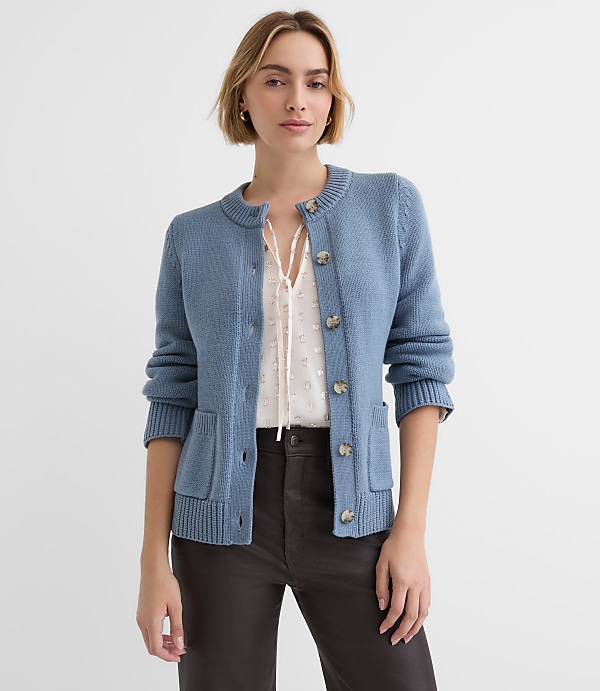 Petite Waisted Patch Pocket Cardigan