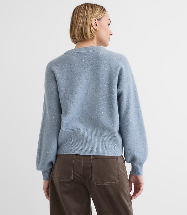 Petite Floral Sequin Blouson Sweater