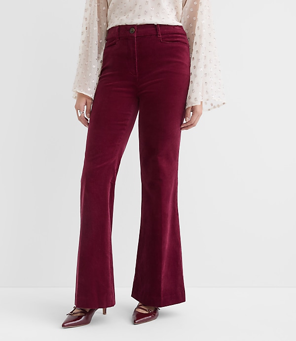 Petite Curvy Slim Flare Pants in Stretch Velvet