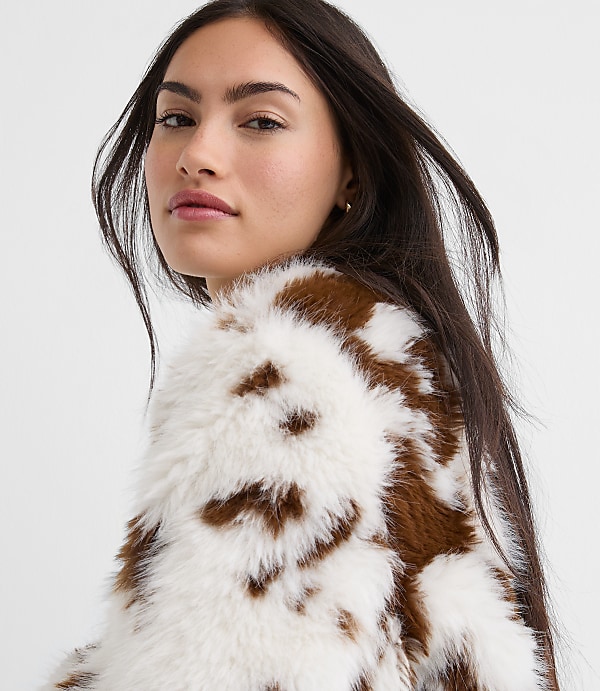 Petite Spotted Faux Shearling Jacket