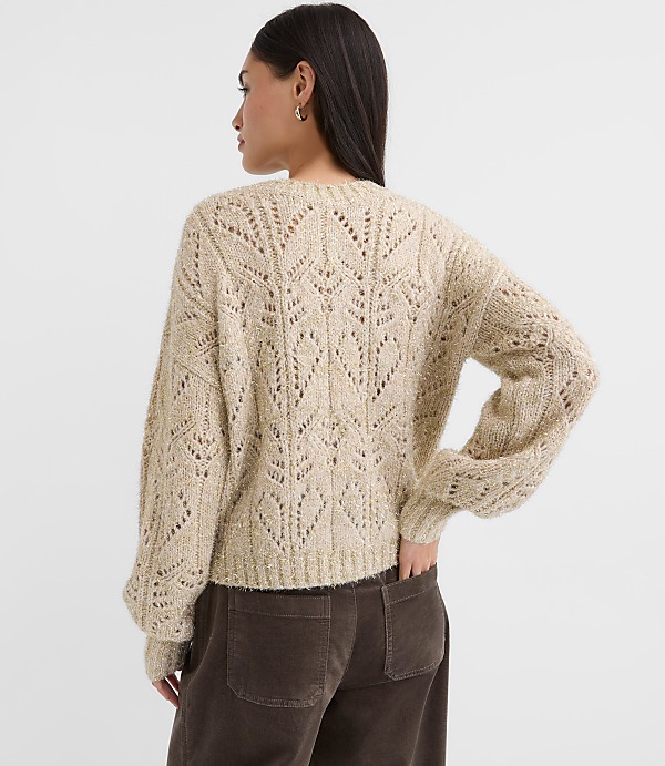 Shimmer Pointelle Blouson Sweater