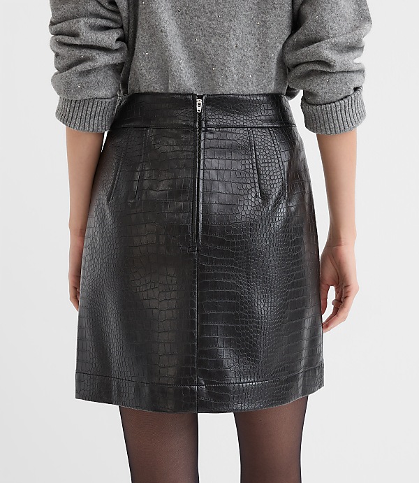 Embossed Faux Leather Mini Skirt