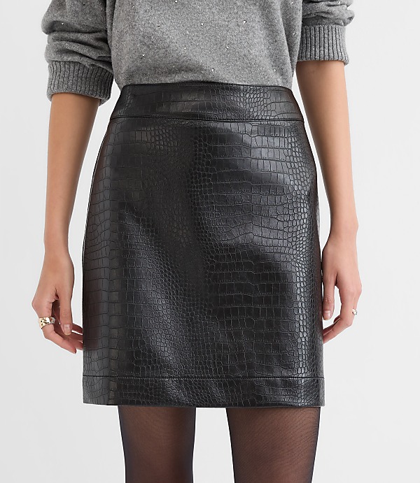 Embossed Faux Leather Mini Skirt