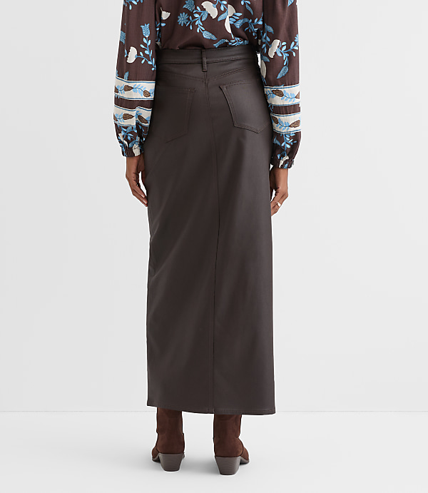 Petite Studded Denim Maxi Skirt in Classic Mid Wash
