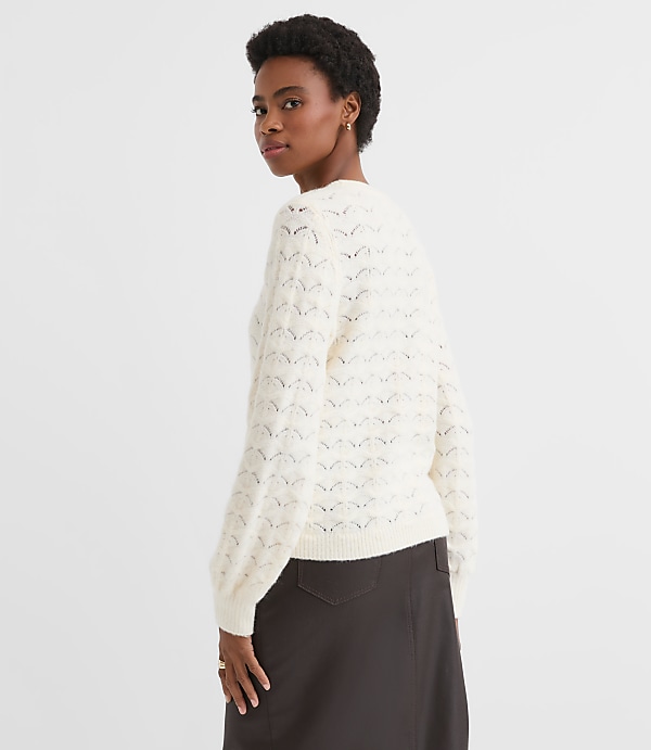 Petite Fuzzy Pointelle Blouson Sweater