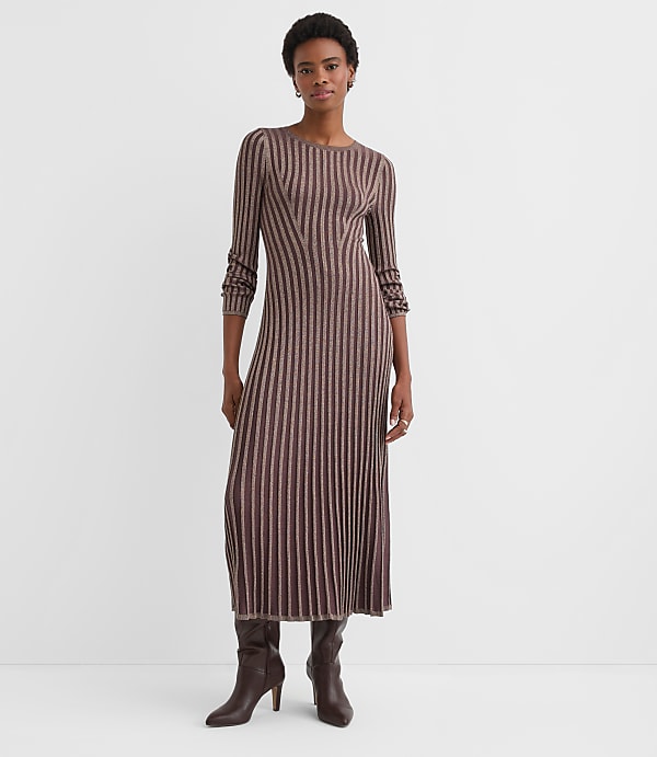 Petite Shimmer Ribbed Mock Neck Maxi Sweater Dress