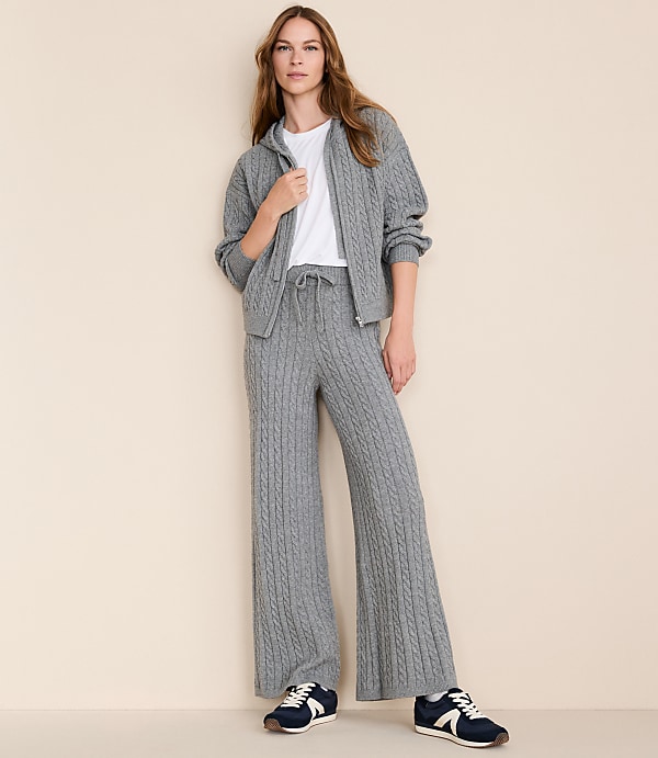 Lou & Grey Cable Sweater Wide Leg Pants