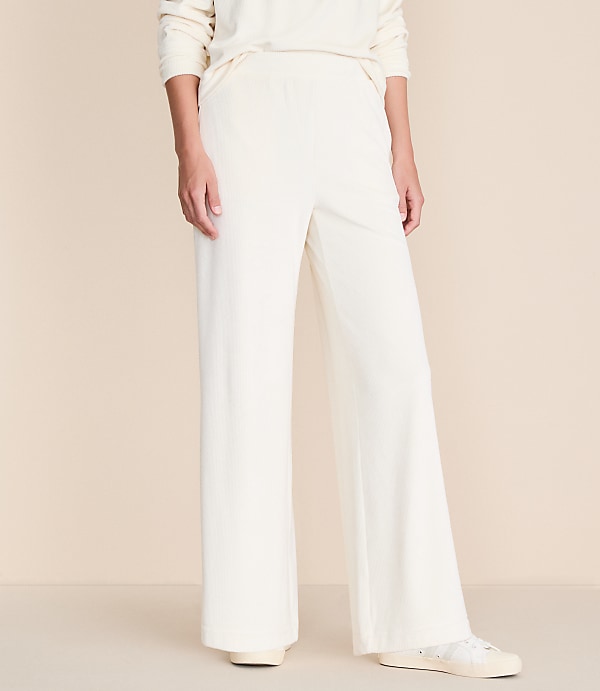 Lou & Grey Ribbed Velour Side Slit Wide Leg Pants