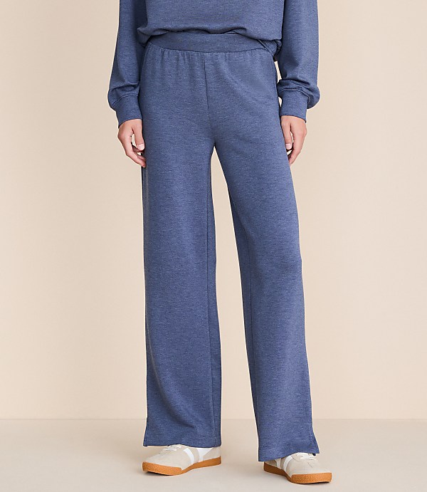 Lou & Grey Heathered Scubasoft Side Slit Straight Leg Pants