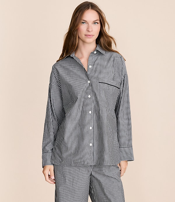 Striped Poplin Pajama Shirt