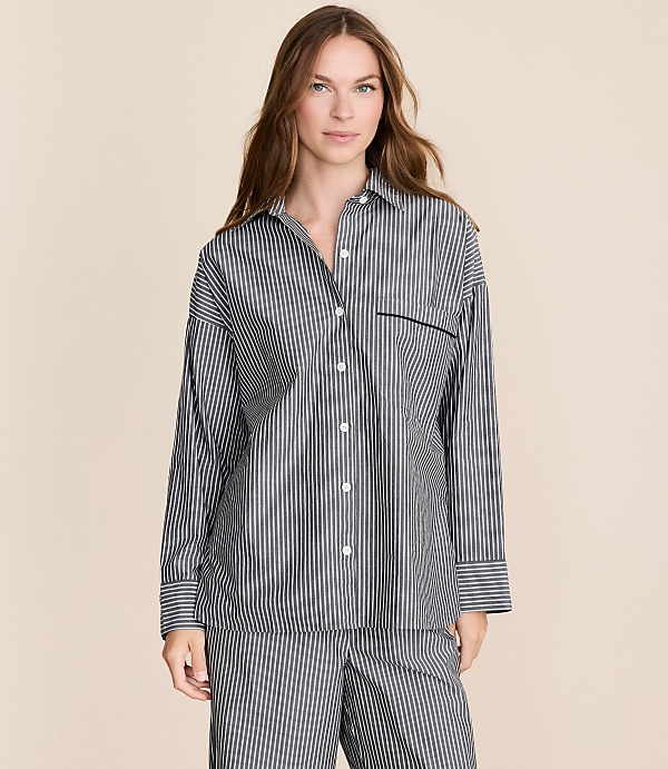 Striped Poplin Pajama Shirt