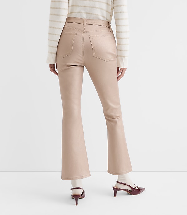 Curvy Coated High Rise Kick Crop Jeans in Gold