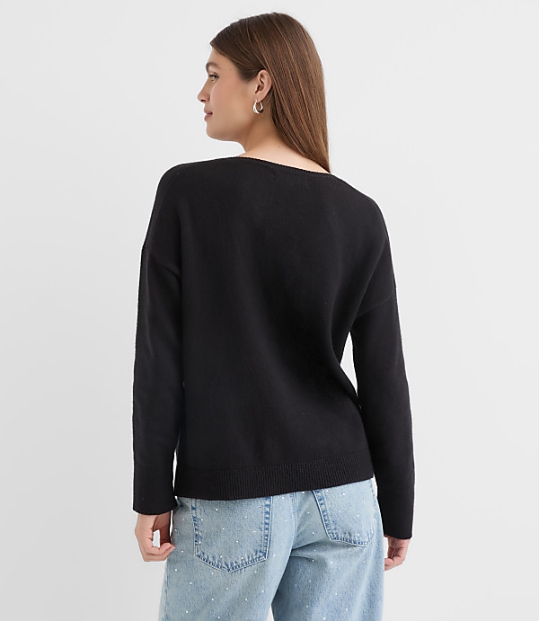 Petite V-Neck Relaxed Everyday Sweater