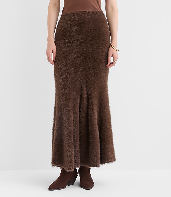 Petite Fuzzy Godet Maxi Skirt