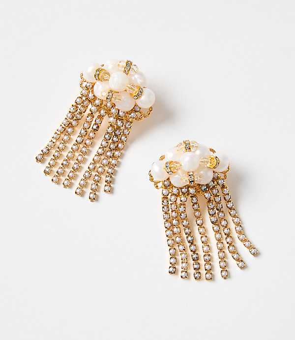 Italian Collection Pearlized Cluster Waterfall Earrings
