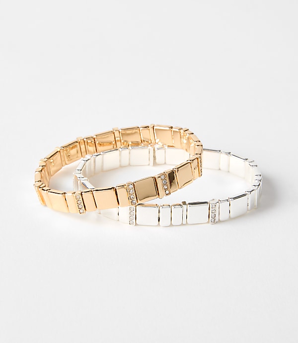 Sparkle Mixed Metal Chicklet Bracelet Set