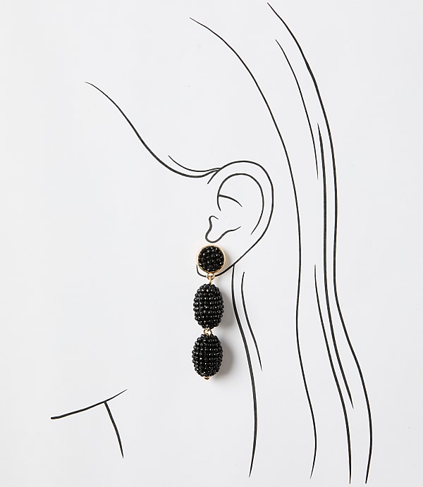 Beaded Triple Drop Statement Earrings