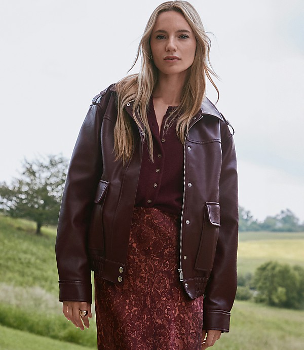 Pebbled Faux Leather Jacket