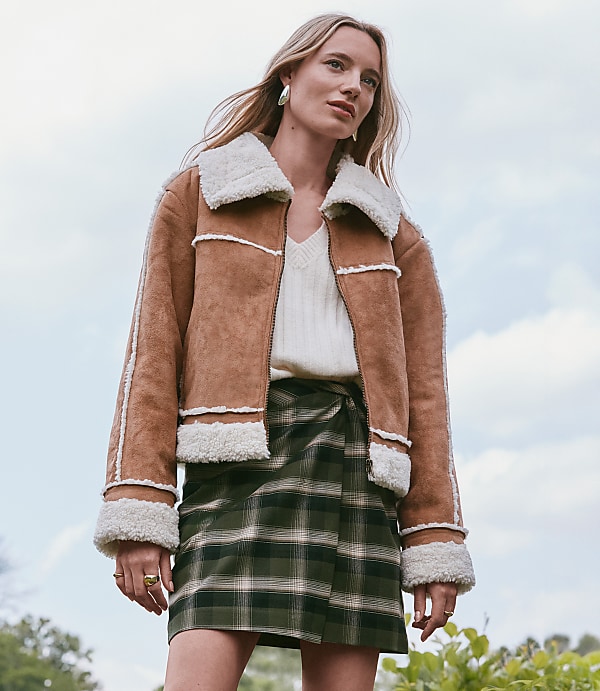 Plaid Brushed Flannel Twist Mini Skirt