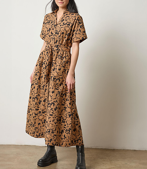 Lilla P Twill Collared Maxi Shirtdress