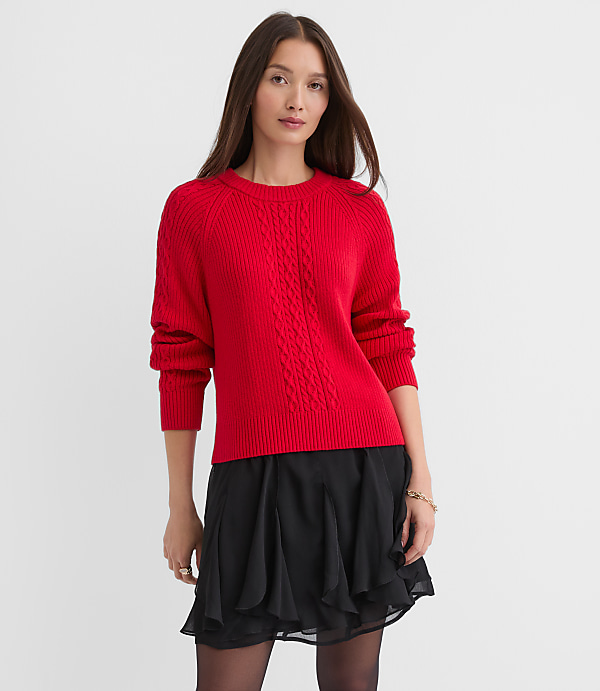 Petite Ribbed Cable Sweater