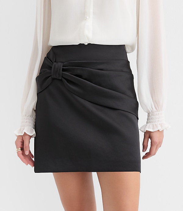 Petite Satin Bow Mini Skirt