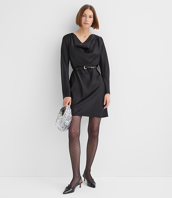 Petite Satin Cowl Neck Mini Dress