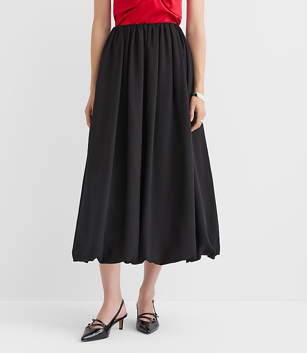 Petite Crepe Bubble Midi Skirt