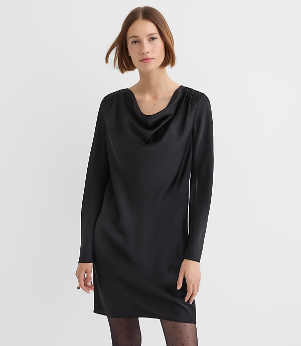 Petite Satin Cowl Neck Mini Dress