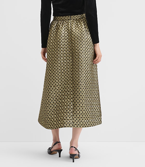 Petite Metallic Jacquard Midi Pocket Skirt