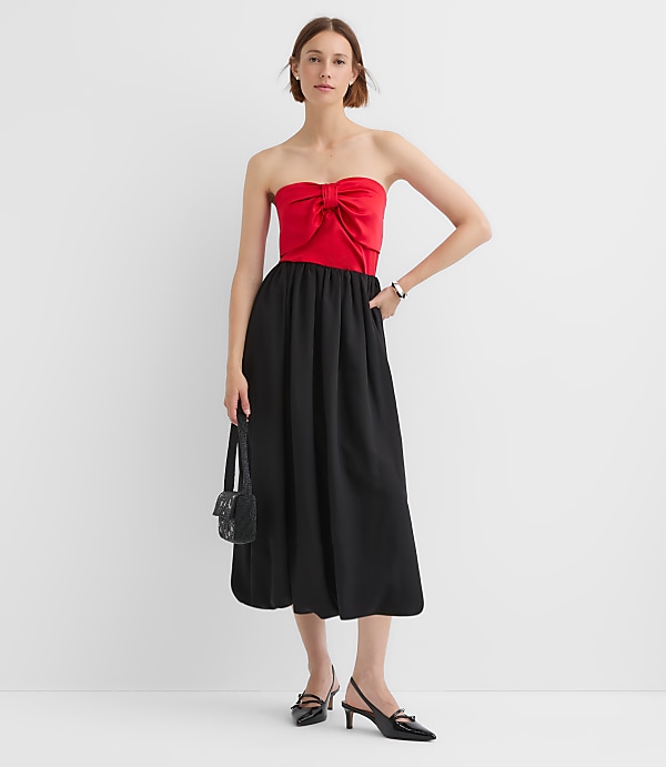 Crepe Bubble Midi Skirt