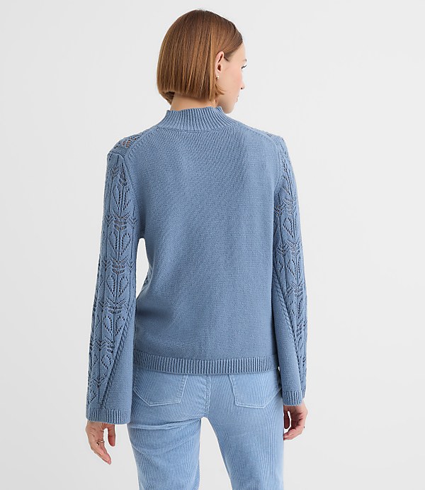 Pointelle Flare Sleeve Sweater