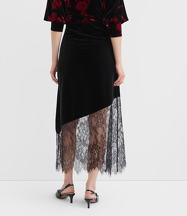 Chantilly Lace Velvet Bias Midi Skirt