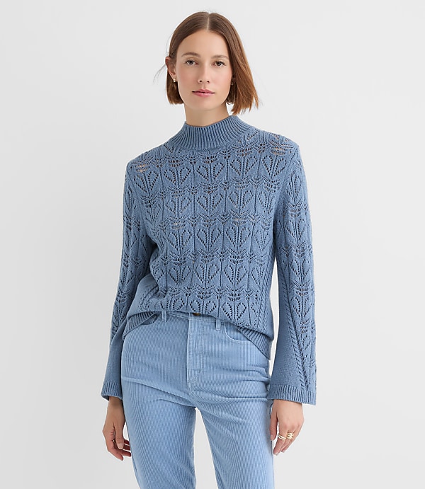 Pointelle Flare Sleeve Sweater