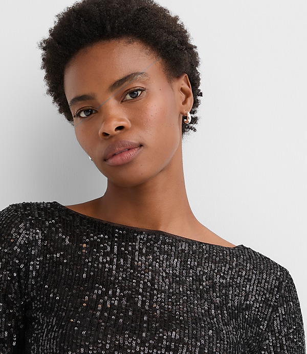 Petite Sequin Long Sleeve Tee