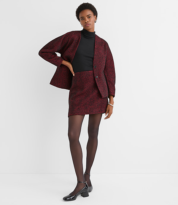 Herringbone Tweed Mini Skirt