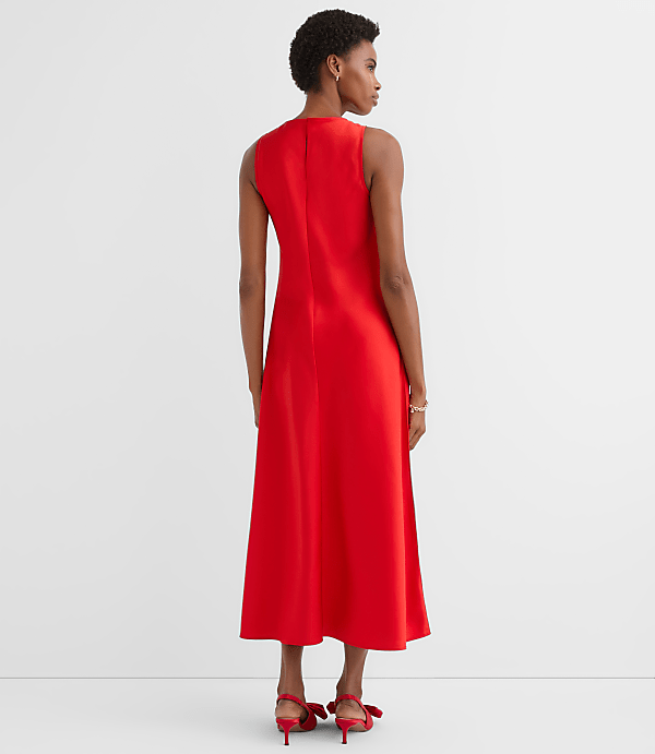 Petite Satin Bias Midi Dress