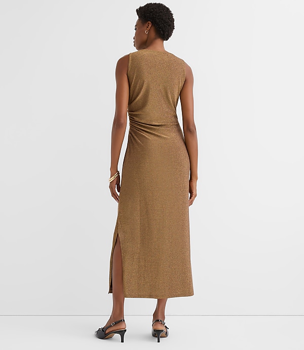 Shimmer Side Ruched Midi Dress