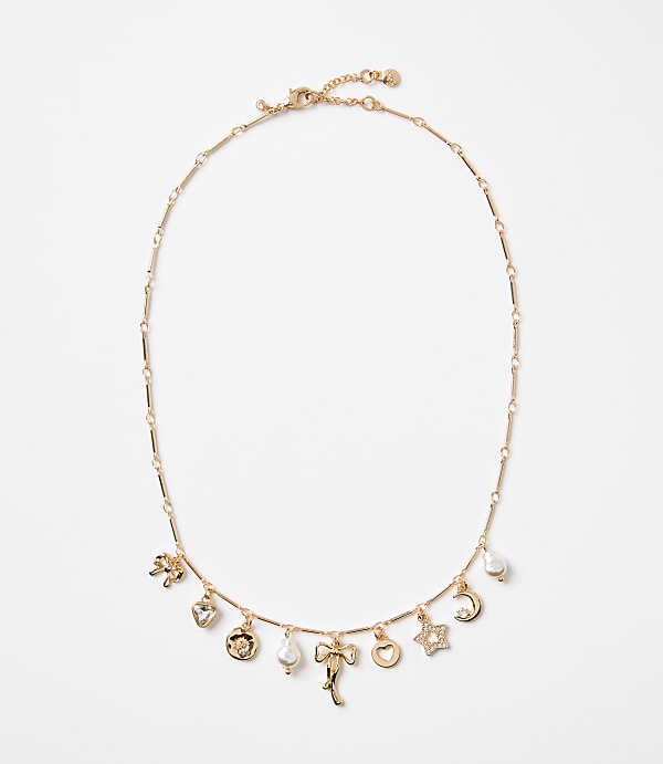 Mother Of Pearl Bow Charm Necklace
